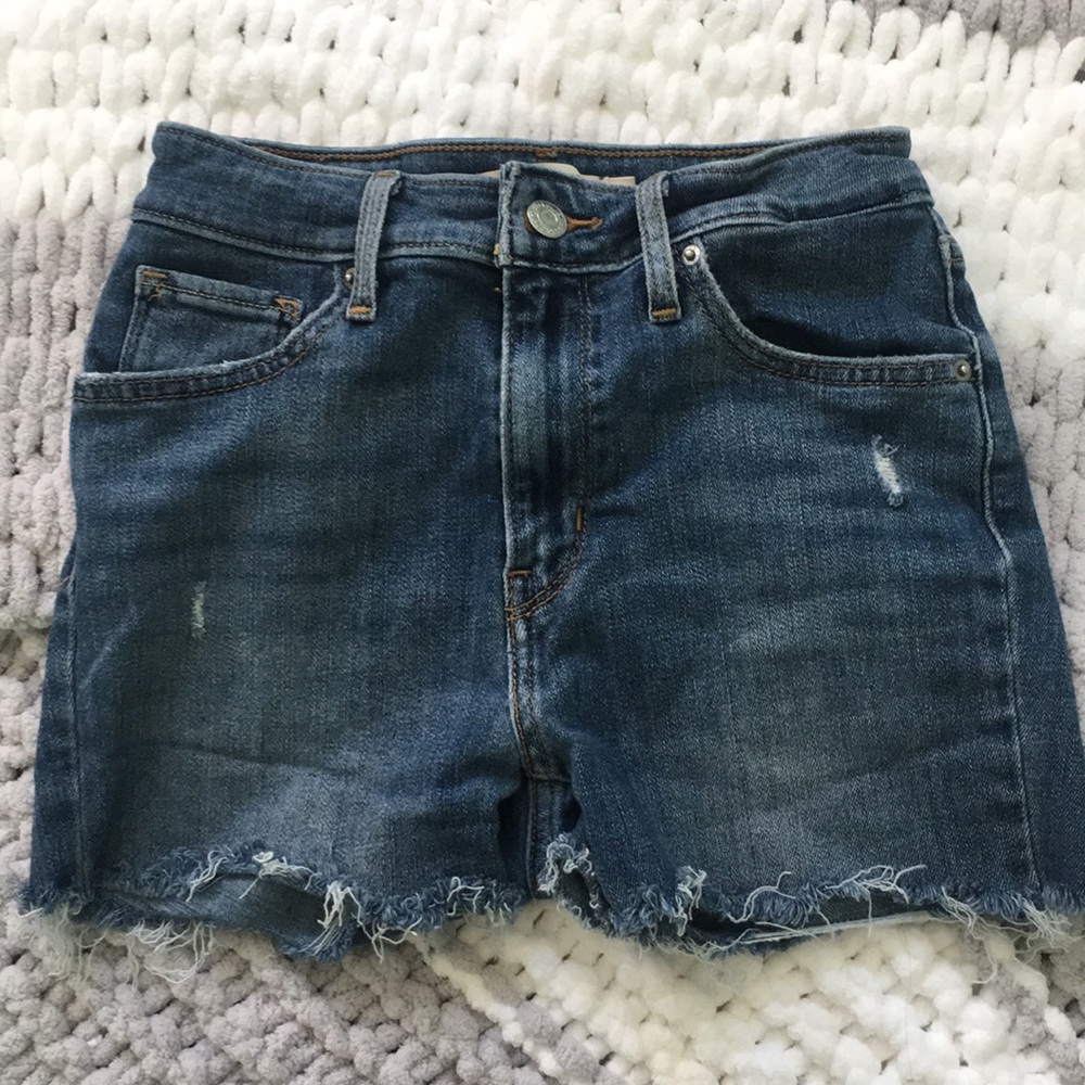 Levi 721 Frayed Denim Shorts